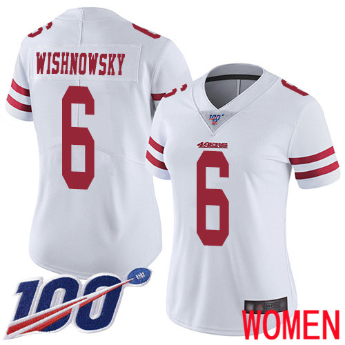 San Francisco 49ers Limited White Women Mitch Wishnowsky Road NFL Jersey #6 100th Vapor Untouchable